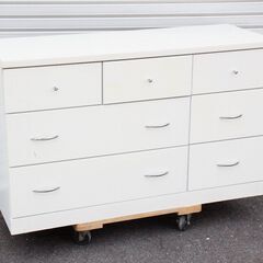 無料！整理タンス☆チェスト☆3段☆ホワイト☆幅120cm☆高さ7...
