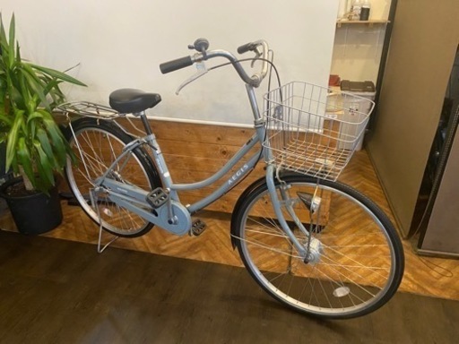 【LEDオートライト】26インチ　シングルギア　グレイッシュブルー