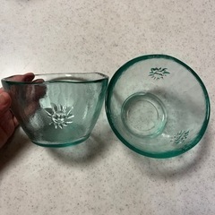 直径14.高さ9  ガラス食器2個セット