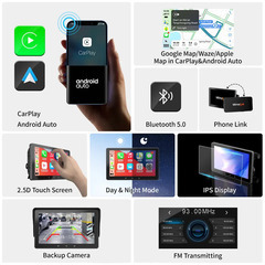 カーナビ 7インチ ディスプレイオーディオ カーオーディオ iPhone カープレイ バックカメラ Bluetooth android youtube 対応 ミラーリングの画像