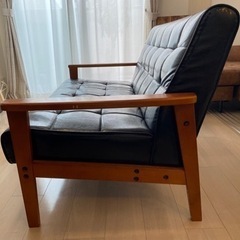 カリモク風　革ソファー　（2.5人掛け）の画像