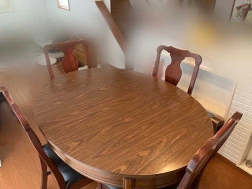 アンティーク風オーバルテーブル椅子4脚