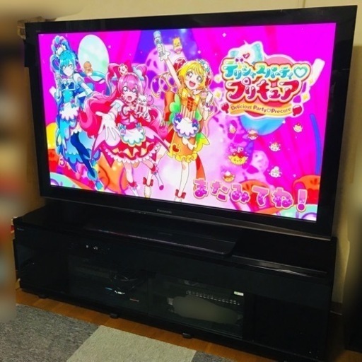 65型テレビとシアターラックのセット　パナソニックVIERA プラズマテレビ
