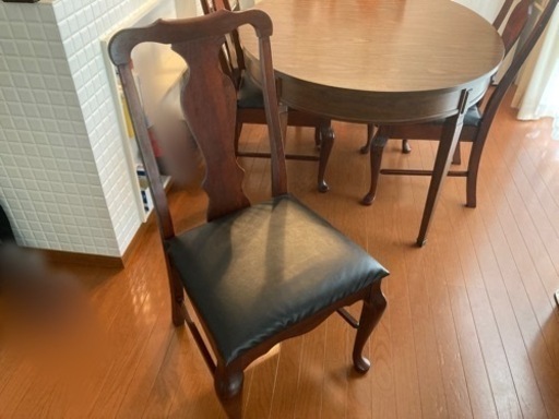 アンティーク風オーバルテーブル椅子4脚