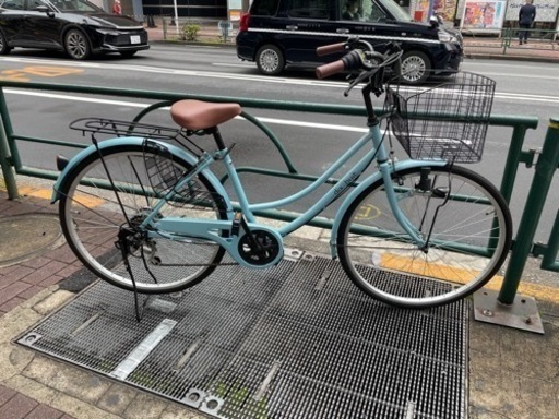 【譲り先決まりました】ママチャリ 自転車 水色 6段ギア付き