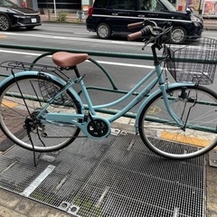【譲り先決まりました】ママチャリ 自転車 水色 6段ギア付き