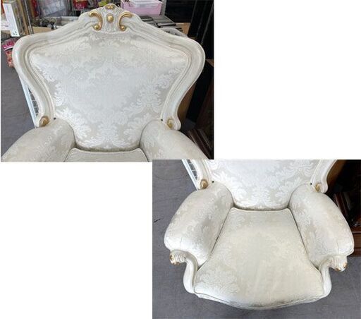 ロココ調 シングルソファ MADE IN ITALY 猫脚 姫系 ホワイト/白 一人用ソファ イス 椅子 アンティーク風 札幌市手稲区