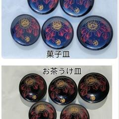 輪島塗り　三段重　菓子箱　お茶受け　菓子皿　セットの画像