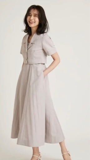 SNIDEL ハーフスリーブ タフタジャケットスクエアネック タフタワンピース