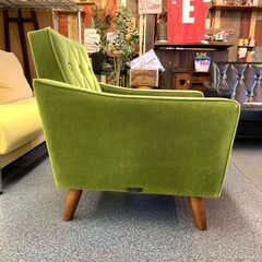 5-22 カリモク60 ロビーチェア1シーター グリーンモケット【引取限定