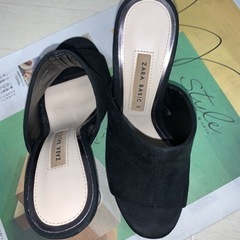 ZARA BASIC 36サイズ　クリアヒールミュール　黒の画像