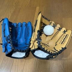 キャッチボールセット大人用 グローブ2つ 野球ボール付き