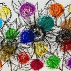 水玉向日葵　送料無料　原画