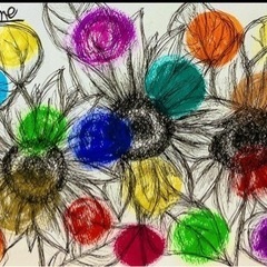 水玉向日葵　送料無料　原画の画像