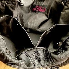 美品 チャイナ柄 ショルダー/トート /マザーズ・スポーツバッグ：ブラックの画像