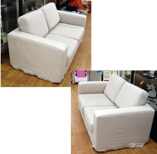 無印良品 2人掛けソファ 布 幅151×奥行82×高さ78cm 生成り色 2Pソファ ソファー 良品計画 MUJI 札幌市 清田区 平