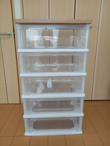 アイリスオーヤマ 新品 ウッドトップチェスト5段