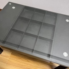 ローテーブル　ガラス天板　見せる収納ありの画像