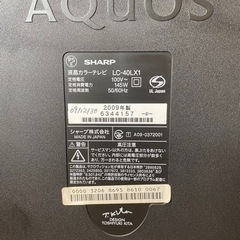 SHARP 2009年製液晶テレビ40インチの画像