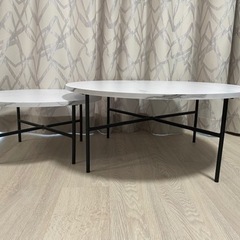 【美品】LOWYA 大理石柄ネストテーブル2個セット