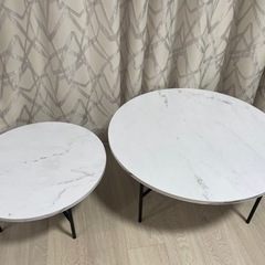 【美品】LOWYA 大理石柄ネストテーブル2個セット