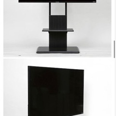 ヤマダセレクト棚付テレビスタンド40ー55インチYFST4055ブラック木目の画像