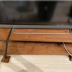 【受け渡し相手決定】アイアン 無垢 2段 テレビボード 奥行36cm　ローシェルフ アンティーク の画像