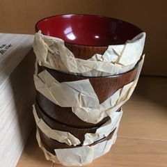 ① 天然木　汁椀　うるし塗　内朱　5客セット　『 特撰　御汁椀 』　★未使用品★の画像