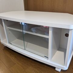 コーナーテレビ台 テレビ台 ガラス 扉付き 棚付き 収納 キャス...