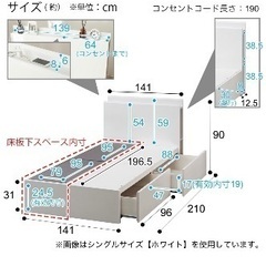 ニトリ　ダブルベッド　マットレス付き