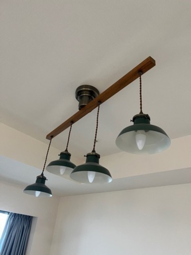 ペンダントライト 4灯 LED電球付属-グリーン 6畳~8畳