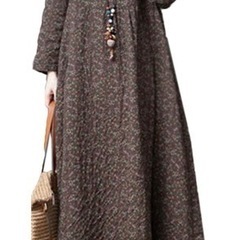 【新品】 綿麻ワンピース レディース ロングワンピース マキシワ...