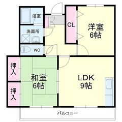 🚂ディアコート　302号室🚂★仲介手数料0円！★敷金・礼金ナシ(0円・ゼロ）物件✨🏠磐田市西貝塚のお部屋！★間取り2LDK（LDK9帖　洋6帖、和6帖）★お家賃47,000円 - 磐田市