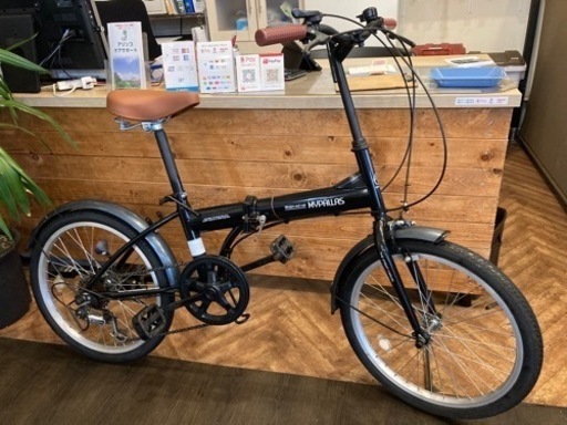 【後輪チューブ新品！】6段変速　20インチ折りたたみ自転車　ブラック