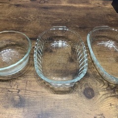 iwaki 耐熱ガラス　クックウエア（グラタン×2、ボウル）