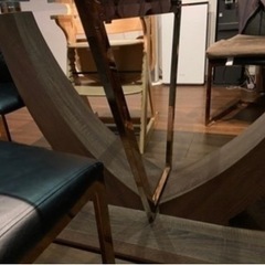 170×100×72cm ダイニングテーブルセット　定価15万！ブラックガラス天板　6人用の画像