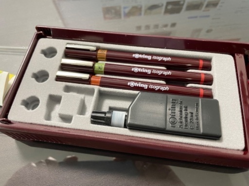 ドイツ製　製図ペン　ロットリング、イソグラフ3本セット