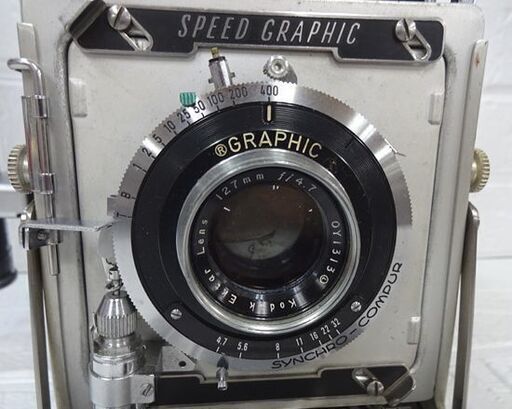 ジャンク GRAFLEX SPEED GRAPHIC 大判カメラ 127mm F4.7 蛇腹 グラフレックス スピードグラフィック 札