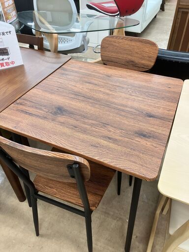 美品!! ダイニング3点セット テーブル イス チェア 木目調 LDS-4912BR スリーアイ No.3201● ※現金、クレジット、ぺイペイ、スマホ決済対応※