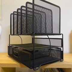 卓上収納ケース スライド式引出し・メッシュ・ダブルトレイの画像