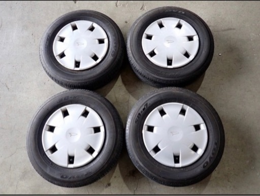 ダイハツ純正スチール エッセ ミラなどに TOYO 中古夏タイヤセット