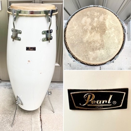 必見！pearl 製 コンガ】ホワイト コンガ パール製 パーカッション