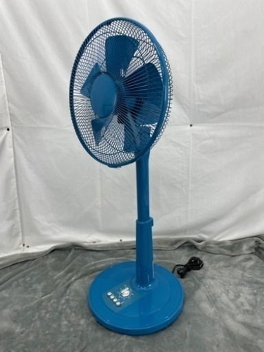オシャレな扇風機 メカ式リビング扇風機 30cm/5枚羽根 レトロなサーキュレーター 自動首振り オフタイマー ブルー 青 風量3段階調整 高さ伸縮 YF-306KBL 扇風機 No2277