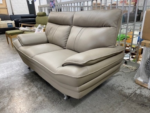 【愛品館 江戸川店】OK大川家具 半革2Pソファ ID:156-019182-007