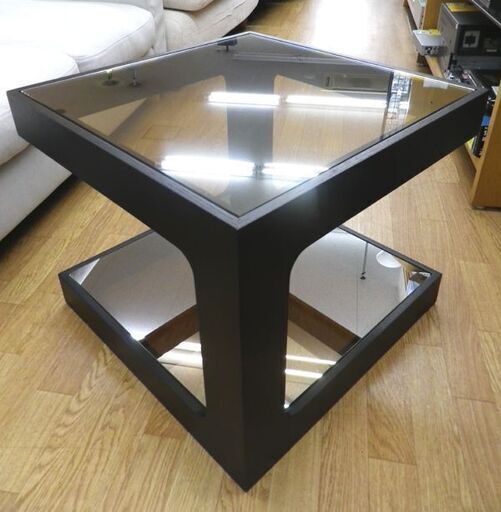 moda en casa ダイス50 コーヒーテーブル ガラステーブル ブラウン