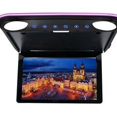 12.1インチ フリップダウンモニター LEDバックライト 車載用 液晶モニター HDMI RCA microSD USB 動画再生 7色LED 高画質の画像