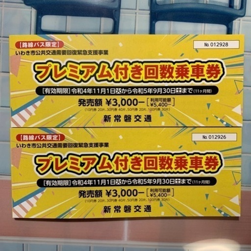 新常磐交通 プレミアム付き回数乗車券
