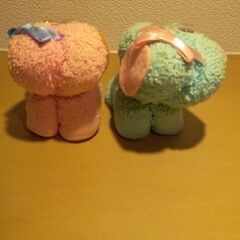 タオル地で作った、とてもかわいい犬のお人形の画像