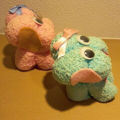 タオル地で作った、とてもかわいい犬のお人形の画像