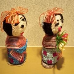 レトロな手作り人形2個セットの画像